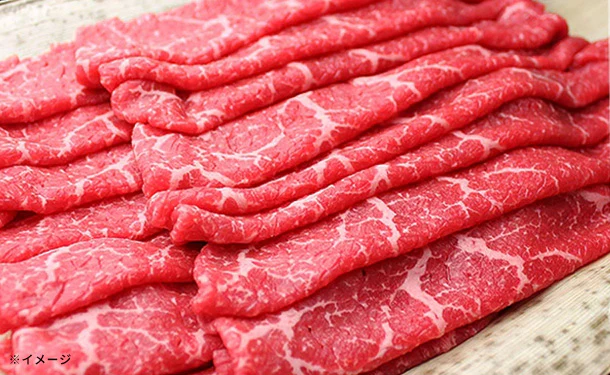 「黒毛和牛 赤身モモ肉 すき焼き用」400g