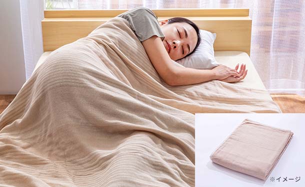 「三河木綿5重織ふんわりガーゼケット ダークベージュ」 - Image 2