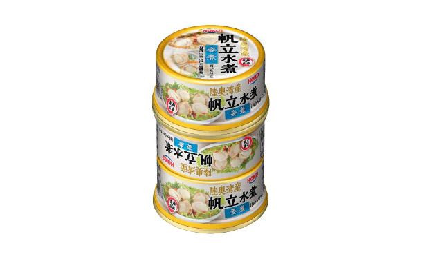 宝幸「陸奥湾産帆立水煮姿煮（貝ひも付き）」3缶 - Image 2
