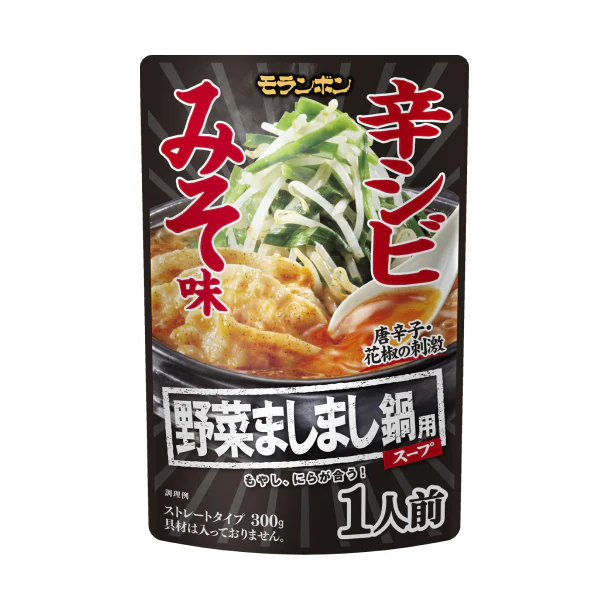 モランボン「野菜ましまし鍋用スープ 辛シビみそ味」300g - Image 2