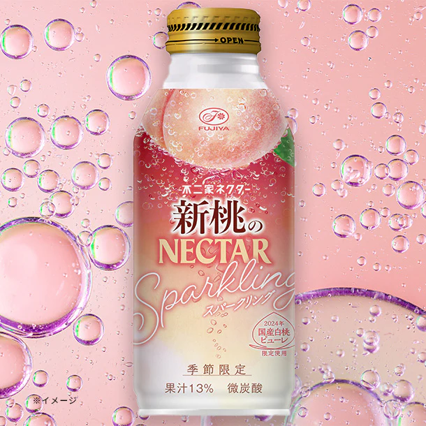 「不二家 新桃のネクター スパークリング」380ml