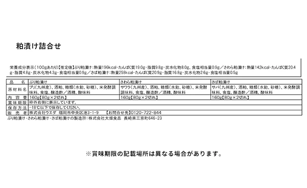 「粕漬け詰合せ（ぶり、さわら、さば）」3種×各2切れ - Image 3