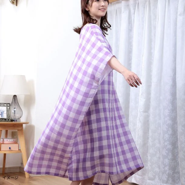 「ダブルガーゼ湯上りワンピース パープル」 - Image 6