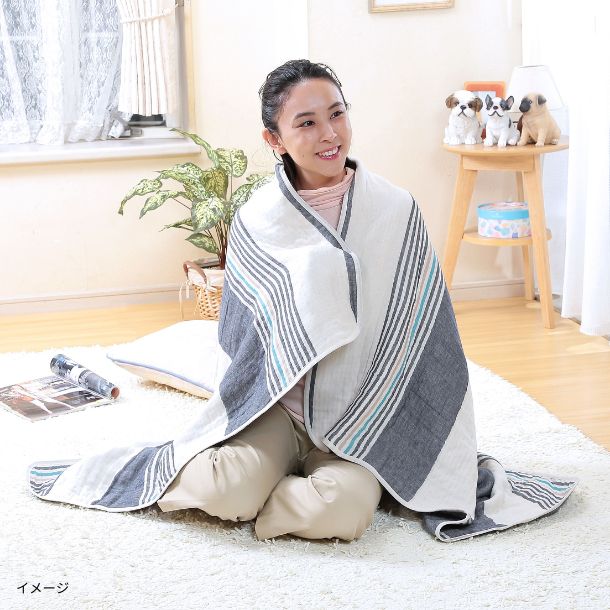 「三河木綿6重織ガーゼマルチケット ネイビー」 - Image 3