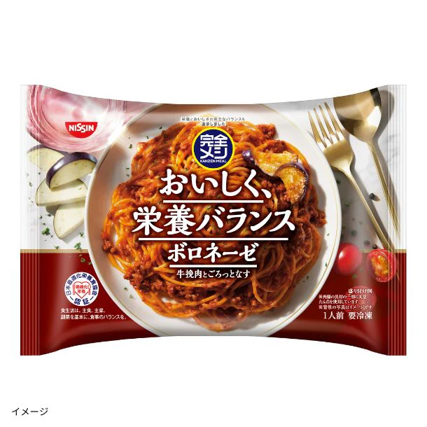 日清「冷凍 完全メシ ボロネーゼスパゲティ」305g
