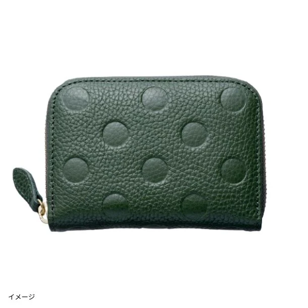 「ドット型押しラウンドファスナー財布 グリーン」 - Image 2