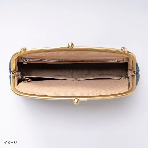 「ドット型押しがま口ショルダーバッグ ネイビー」 - Image 2