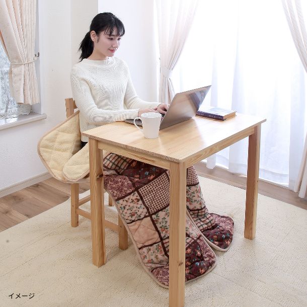 「パッチワーク調足入れ毛布 ベージュ」 - Image 2